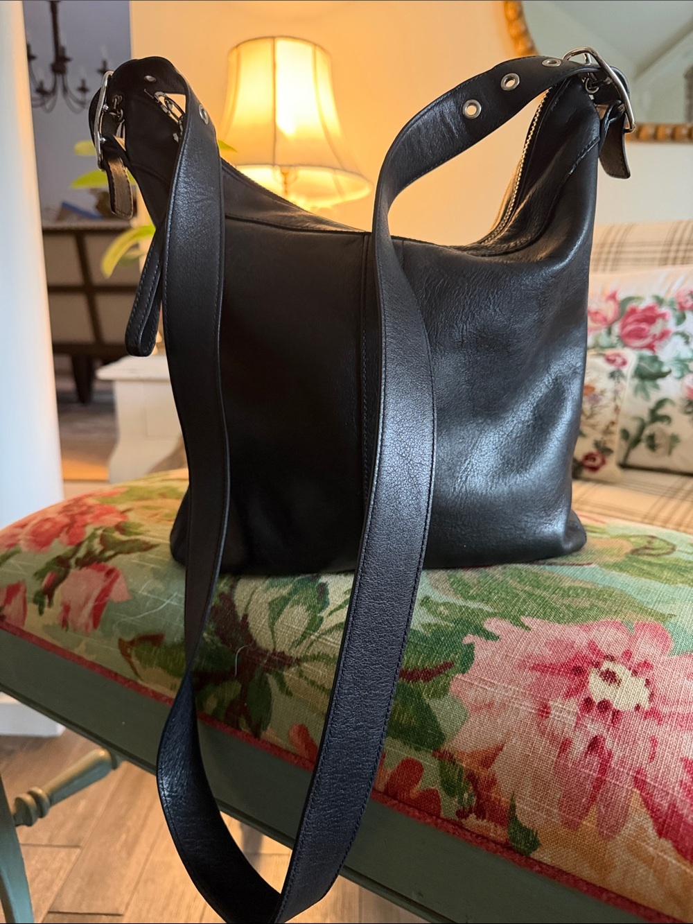 Coach Black Leather Shoulder Hobo Bag